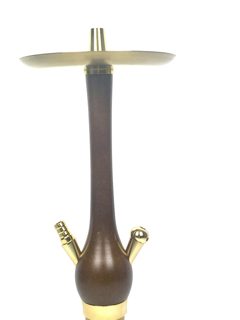 Wood Hookah Shisha Gold & Dark Brown - Hookain 