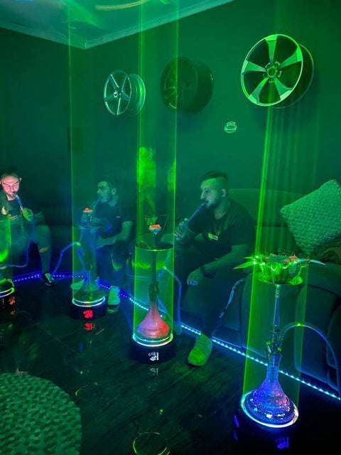  Aoikumo Hookah Laser Light Base Rechargeable battery Lounge Led  Base Smoking Shisha Narguile Chicha Colorful Laser Force Field Tray, Black  : Health & Household
